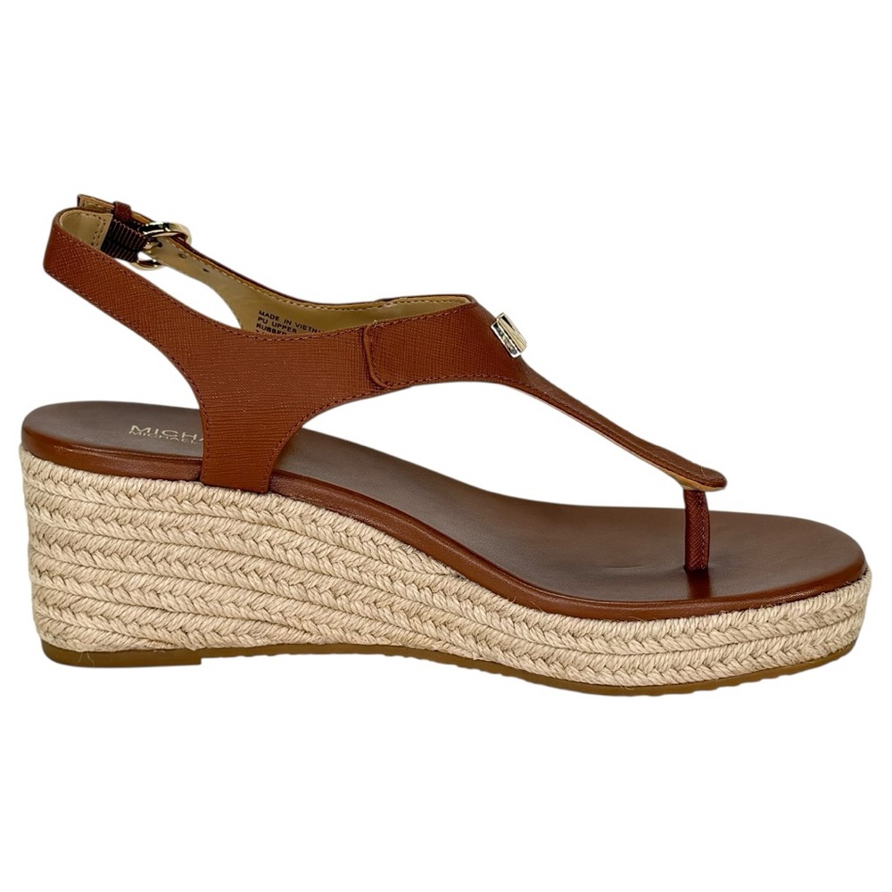 Michael Kors Laney Tan Faux Leather Womens Thong Wedge Sandals Size 7.5M - Picture 5 of 12